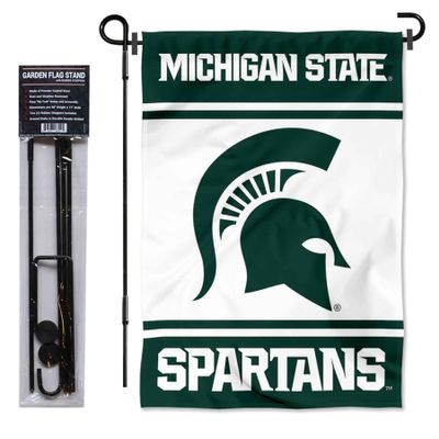 College Flags & Banners Co. Michigan State Spartans Garden Flag and Pole Holder Set
