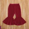 GOOCHEER Kids Toddler Little Baby Girl Fall Winter Velvet Bell Bottom Flare Pants Ruffle Leggings Trousers (Velvet-Wine Red, 4-5Years) view 4