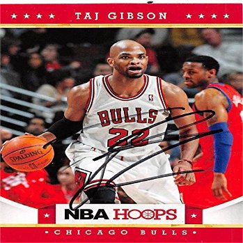 Autograph Warehouse 444473 Chicago Bulls 2012 Panini Hoops 79 Taj Gibson Autographed Basketball Card