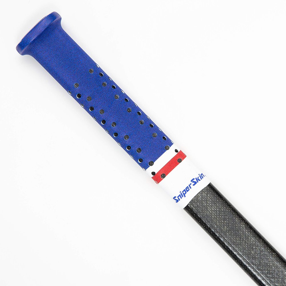SNIPER SKIN Hockey Grip, Fits Adult and Kids Sticks, Easy Install, Durable, Better Than Hockey Tape, Ideal Team Swag, Tacked Feel- Blue/Red