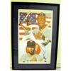 17 x 29 in. Hank Aaron & Sadaharu Oh Autographed Matted Framed Lithograph - Baseball Home Run Kings America Japan view 1