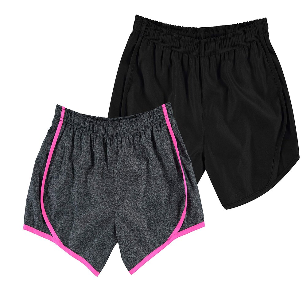 Cheetah Women's 2 Pack Woven Workout and Lounge Short Set - Womens Shorts for Summer, Yoga, Gym, Running - Grey/Black, Small