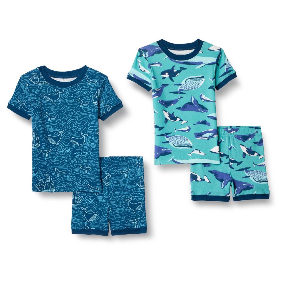 Amazon Essentials Boys' Snug-Fit Cotton Pajama Set, Pack of 2, Under the Sea, 8