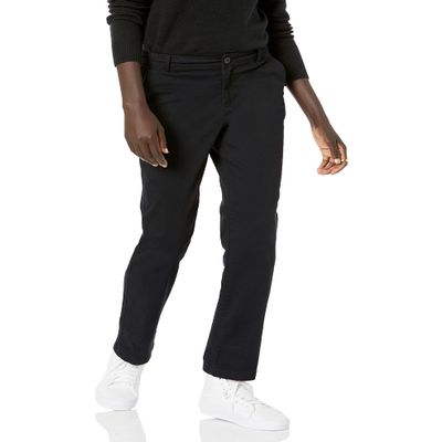 Amazon Essentials Women's Slim Fit, Straight leg Stretch Twill Chino Pant, Black, 8