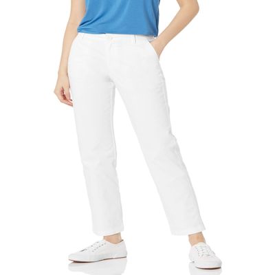 Amazon Essentials Women's Straight-Fit Stretch Twill Chino Pant, Bright White, 4