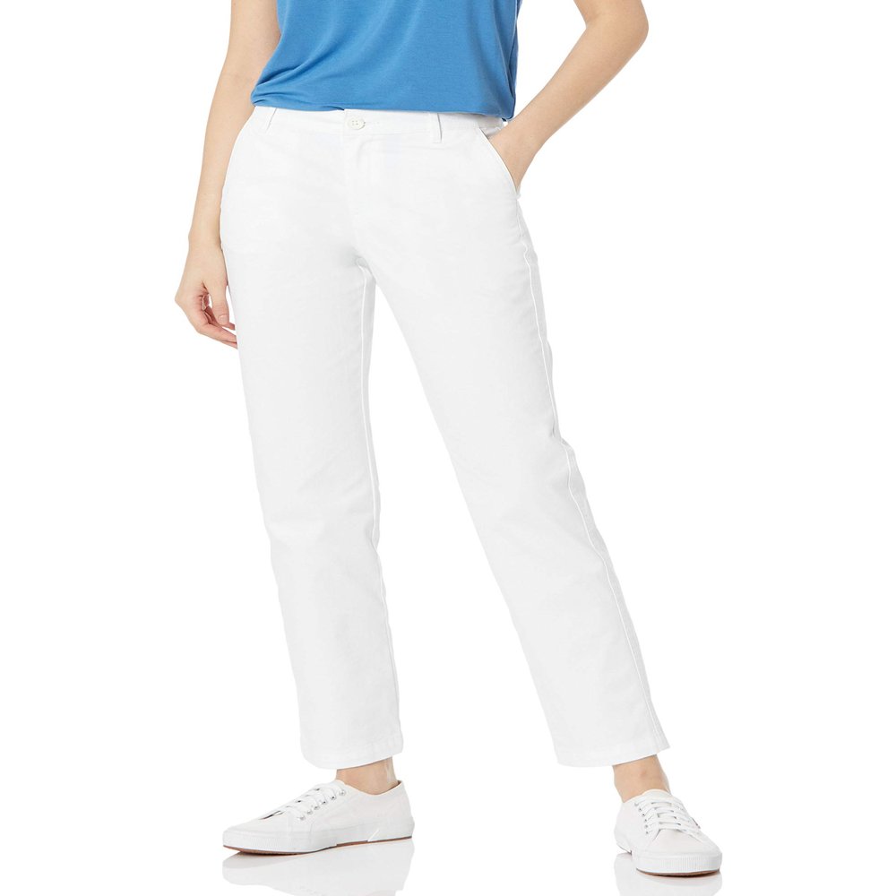 Amazon Essentials Women's Slim Fit, Straight leg Stretch Twill Chino Pant, White, 6