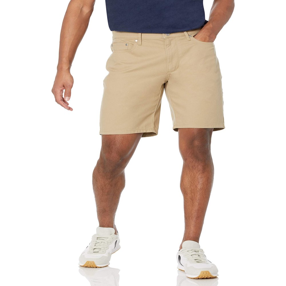Amazon Essentials Men's Slim-Fit 9" Inseam Stretch 5-Pocket Short, Khaki, 34