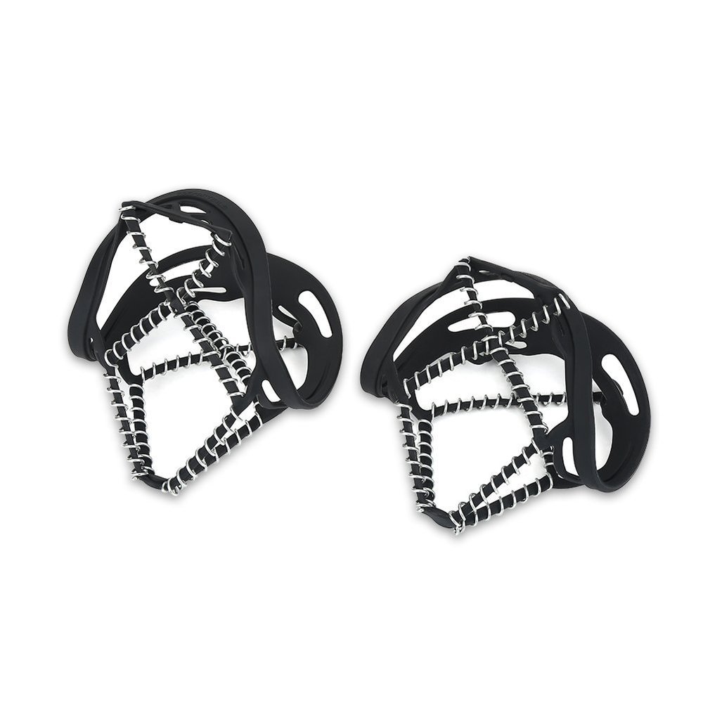 Snow Traction Cleats, Stainless Steel Anti-Slip Ice Grips, Portable Mountain Climbing Spikes with Rubber Straps for Outdoor Footwear