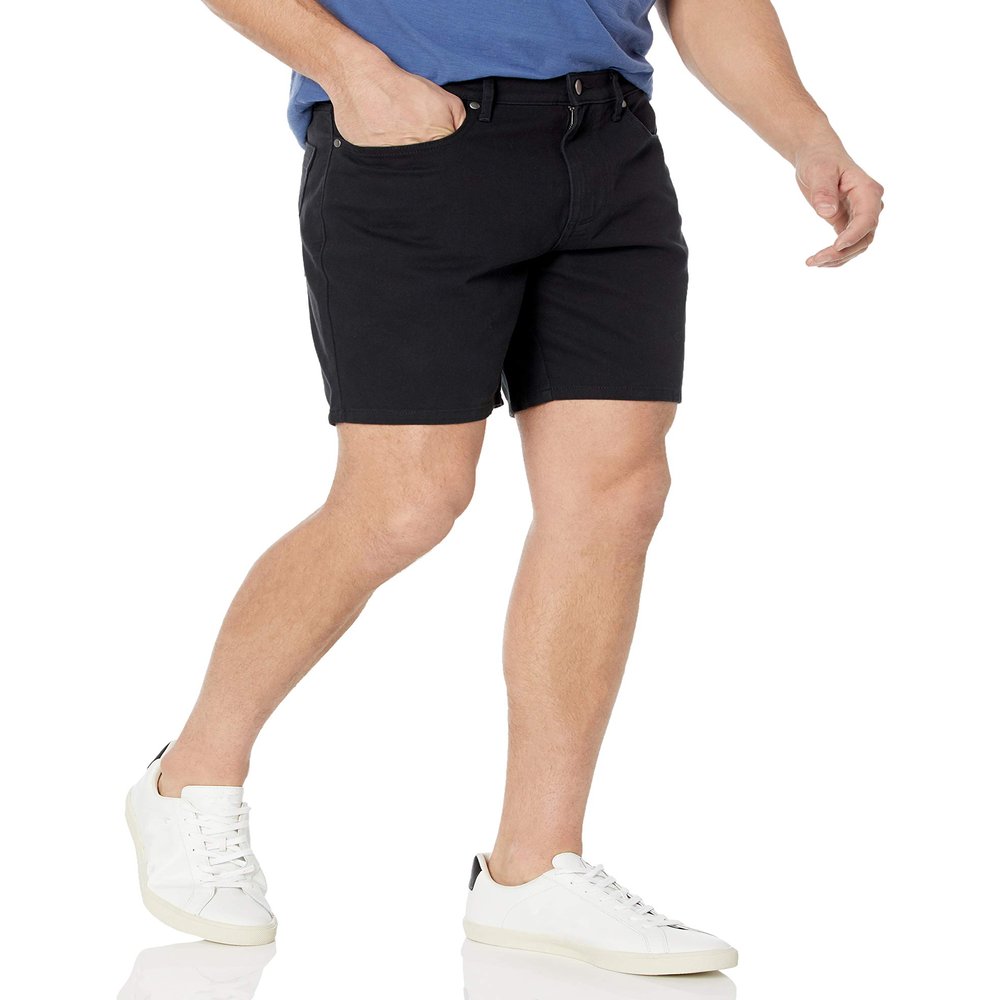 Amazon Essentials Men's Straight-Fit 7" Inseam Stretch 5-Pocket Shorts, Black, 42
