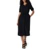 Amazon Essentials Women's Fit and Flare Half-Sleeve Waisted Midi A-Line Dress with Pockets, Black, Large view 1