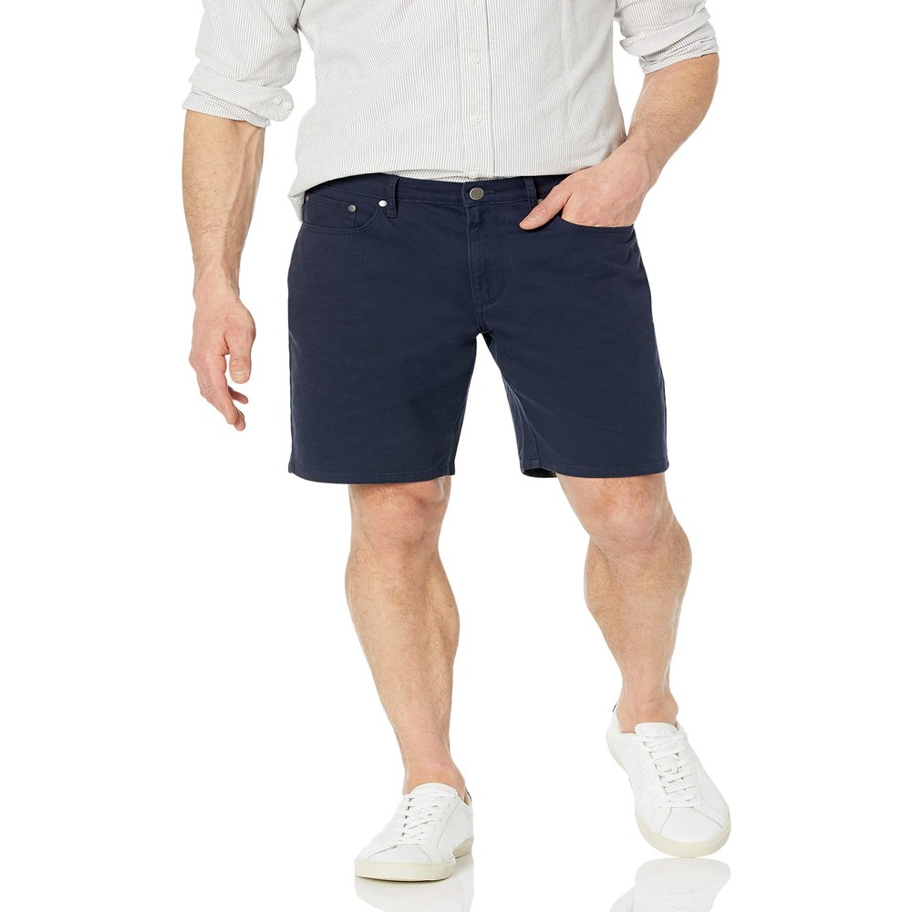 Amazon Essentials Men's Straight-Fit 9" Inseam Stretch 5-Pocket Shorts, Midnight Blue, 29