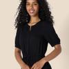 Amazon Essentials Women's Fit and Flare Half-Sleeve Waisted Midi A-Line Dress with Pockets, Black, X-Small view 4