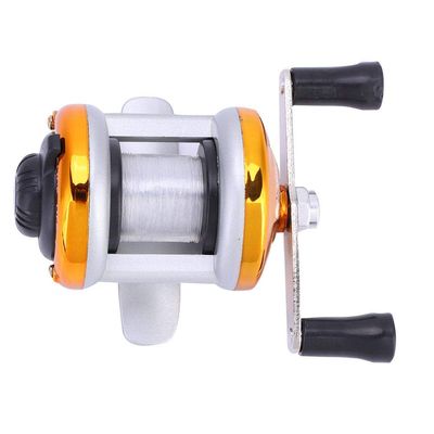 Portable Fishing Reel, Solid Construction Smooth Corrosion-Resistant Ice Fishing Wheel, Perfect for Outdoor Fishing Such As River Ice Fishing(Golden)