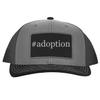 #Adoption - Leather Hashtag Black Patch Engraved Trucker Hat, Grey-Steel, One Size view 1