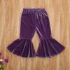 Kids Baby Girl Velvet Bell-Bottoms Pants Fall Ruffle Flare Pant Trousers Leggings Toddler Clothes (Purple, 18-24 Months) view 2