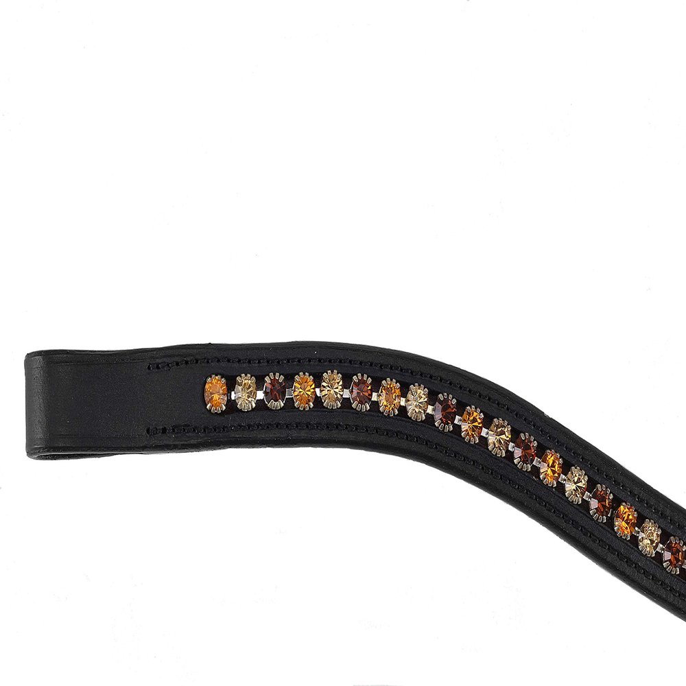 Grewal Equestrian Autumn Flower Curved Browband (Black, Oversize)