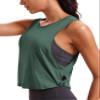 CRZ YOGA Pima Cotton Large Armhole Tank Tops for Women - Workout Sport Athletic Yoga Running Gym Loose Crop Sleeveless Shirts Deep Armhole-Graphite Green X-Large view 1