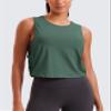 CRZ YOGA Pima Cotton Large Armhole Tank Tops for Women - Workout Sport Athletic Yoga Running Gym Loose Crop Sleeveless Shirts Deep Armhole-Graphite Green X-Large view 2