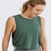 CRZ YOGA Pima Cotton Large Armhole Tank Tops for Women - Workout Sport Athletic Yoga Running Gym Loose Crop Sleeveless Shirts Deep Armhole-Graphite Green X-Large view 3