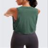 CRZ YOGA Pima Cotton Large Armhole Tank Tops for Women - Workout Sport Athletic Yoga Running Gym Loose Crop Sleeveless Shirts Deep Armhole-Graphite Green X-Large view 4