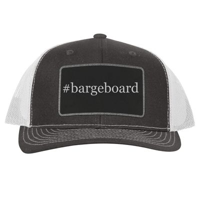 #Bargeboard - Leather Hashtag Black Patch Engraved Trucker Hat, Grey-White, One Size
