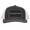 #Bargeboard - Leather Hashtag Black Patch Engraved Trucker Hat, Grey-White, One Size view 1