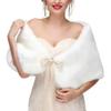 Aularso Womens Faux Fur Shawl and Wraps Bridal Fur Stole Ribbon Fur Cape Soft Faux Shawl for Bride and Bridesmaids (White) view 1