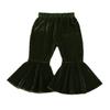 Qiylii Kids Baby Girl Velvet Bell-Bottoms Pants Fall Ruffle Flare Pant Trousers Leggings Toddler Clothes (Army Green, 18-24 Months) view 1