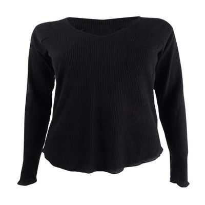 Jenni by Jennifer Moore Women's Ribbed Knit Pajama Top Black X-Small