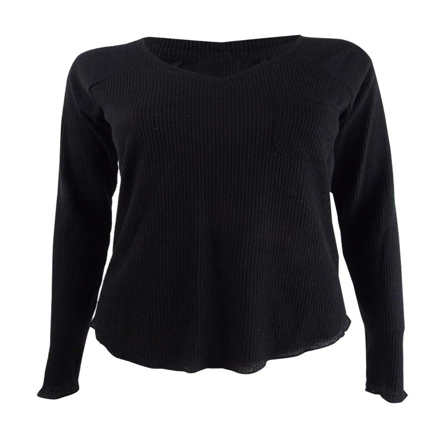 Jenni by Jennifer Moore Women's Ribbed Knit Pajama Top Black X-Small