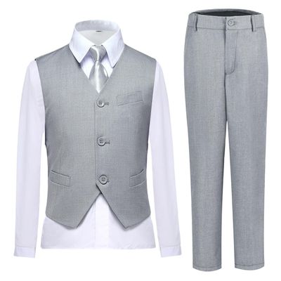 Lycody Toddler Suit for Boys Tuxedo Suit for Wedding Gray Kids Vest and Pants Sets Dress Outfit Size 4