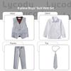 Lycody Toddler Suit for Boys Tuxedo Suit for Wedding Gray Kids Vest and Pants Sets Dress Outfit Size 4 view 2