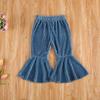 Qiylii Kids Baby Girl Velvet Bell-Bottoms Pants Fall Ruffle Flare Pant Trousers Leggings Toddler Clothes (Blue, 6-12 Months) view 2