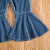 Qiylii Kids Baby Girl Velvet Bell-Bottoms Pants Fall Ruffle Flare Pant Trousers Leggings Toddler Clothes (Blue, 6-12 Months) view 3
