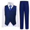 Boys Suit Kids Tuxedo Suits for Toddler Boy Ring Bearer Outfit Blue Formal Dresswear Vest Set Size 2 view 1