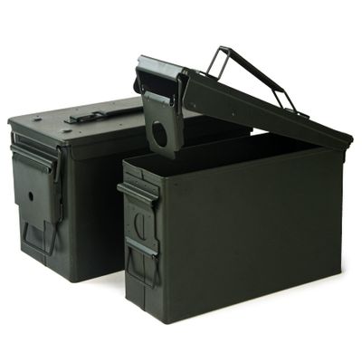 GUGULUZA Metal Ammo Can .30 and .50 Cal 2-Pack, Lockable Bullet Storage Case, Waterproof & Airtight Containers Box with Flip Top for Long-Term Storage Shotgun, Rifles, Pistols Ammunition (A-Green)