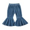 Qiylii Kids Baby Girl Velvet Bell-Bottoms Pants Fall Ruffle Flare Pant Trousers Leggings Toddler Clothes (Blue, 2-3T) view 1