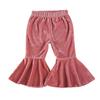 Qiylii Kids Baby Girl Velvet Bell-Bottoms Pants Fall Ruffle Flare Pant Trousers Leggings Toddler Clothes (Rose Pink, 12-18 Months) view 1