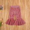 Qiylii Kids Baby Girl Velvet Bell-Bottoms Pants Fall Ruffle Flare Pant Trousers Leggings Toddler Clothes (Rose Pink, 12-18 Months) view 4