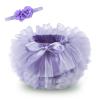 Baby Girls Tutu Bloomers Diaper Cover Cotton Tulle Bloomers and Headband Set Purple 3-6 Month view 1