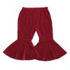 Qiylii Kids Baby Girl Velvet Bell-Bottoms Pants Fall Ruffle Flare Pant Trousers Leggings Toddler Clothes (Wine Red, 4-5T) view 1