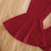 Qiylii Kids Baby Girl Velvet Bell-Bottoms Pants Fall Ruffle Flare Pant Trousers Leggings Toddler Clothes (Wine Red, 4-5T) view 2