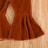 Qiylii Kids Baby Girl Velvet Bell-Bottoms Pants Fall Ruffle Flare Pant Trousers Leggings Toddler Clothes (Orange, 3-4T) view 3