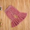 Qiylii Kids Baby Girl Velvet Bell-Bottoms Pants Fall Ruffle Flare Pant Trousers Leggings Toddler Clothes (Rose Pink, 4-5T) view 3
