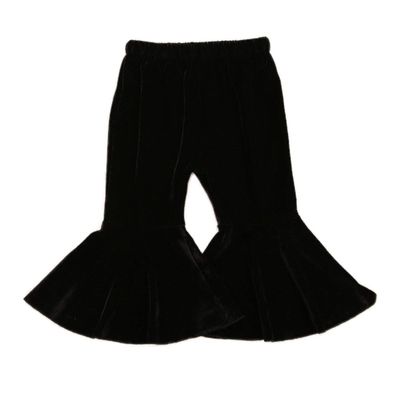 Qiylii Kids Baby Girl Velvet Bell-Bottoms Pants Fall Ruffle Flare Pant Trousers Leggings Toddler Clothes (Black, 18-24 Months)