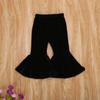 Qiylii Kids Baby Girl Velvet Bell-Bottoms Pants Fall Ruffle Flare Pant Trousers Leggings Toddler Clothes (Black, 18-24 Months) view 4