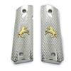 Custom Colt 1911 Grips Full Size Nickel with Gold Rampant Grips 45/38 Super Commander view 1