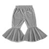 Qiylii Kids Baby Girl Velvet Bell-Bottoms Pants Fall Ruffle Flare Pant Trousers Leggings Toddler Clothes (Gray, 4-5T) view 1