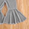 Qiylii Kids Baby Girl Velvet Bell-Bottoms Pants Fall Ruffle Flare Pant Trousers Leggings Toddler Clothes (Gray, 4-5T) view 3