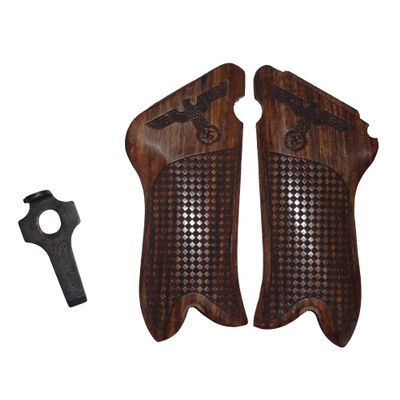 Warreplica WW2 German Luger P08 Wood Hand Grips (Adler) w/Stripping Take Tool Marked Reproduction